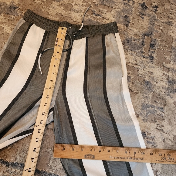 & Other Stories Grey White Stripe Drawstring pants. Viscose. Women's size 8. - Picture 15 of 16